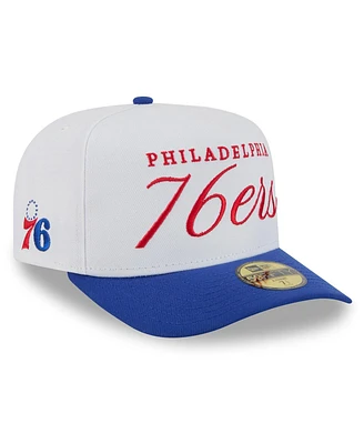 New Era Men's White/Royal Philadelphia 76ers 2025 Nba Draft A-Frame 59FIFTY Fitted Hat
