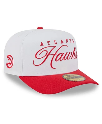 New Era Men's White/Red Atlanta Hawks 2025 Nba Draft A-Frame 59FIFTY Fitted Hat