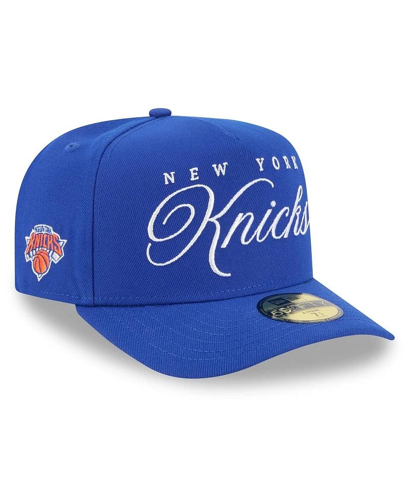 New Era Men's Blue York Knicks 2025 Nba Draft A-Frame 59FIFTY Fitted Hat