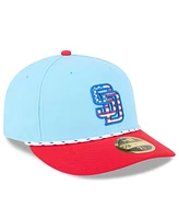 New Era Men's Light Blue/Red San Diego Padres 2025 Fourth of July Low Profile 59FIFTY Fitted Hat