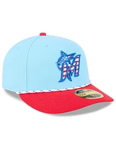 New Era Men's Light Blue/Red Miami Marlins 2025 Fourth of July Low Profile 59FIFTY Fitted Hat