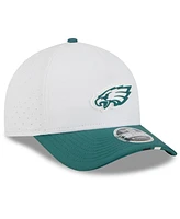 New Era Men's White/Midnight Green Philadelphia Eagles 2025 Nfl Training Camp A-Frame 9FORTY Adjustable Hat