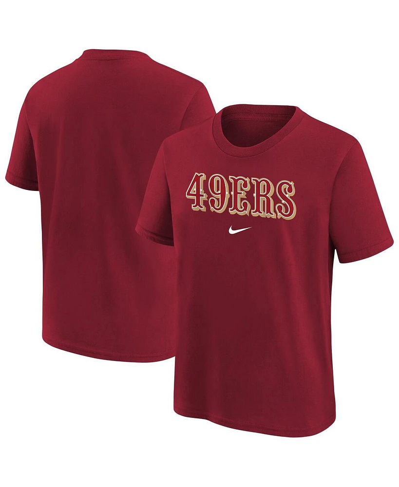 Nike Big Boys and Girls Scarlet San Francisco 49ers Team Wordmark T-Shirt