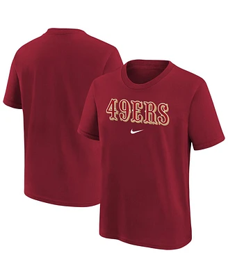 Nike Big Boys and Girls Scarlet San Francisco 49ers Team Wordmark T-Shirt