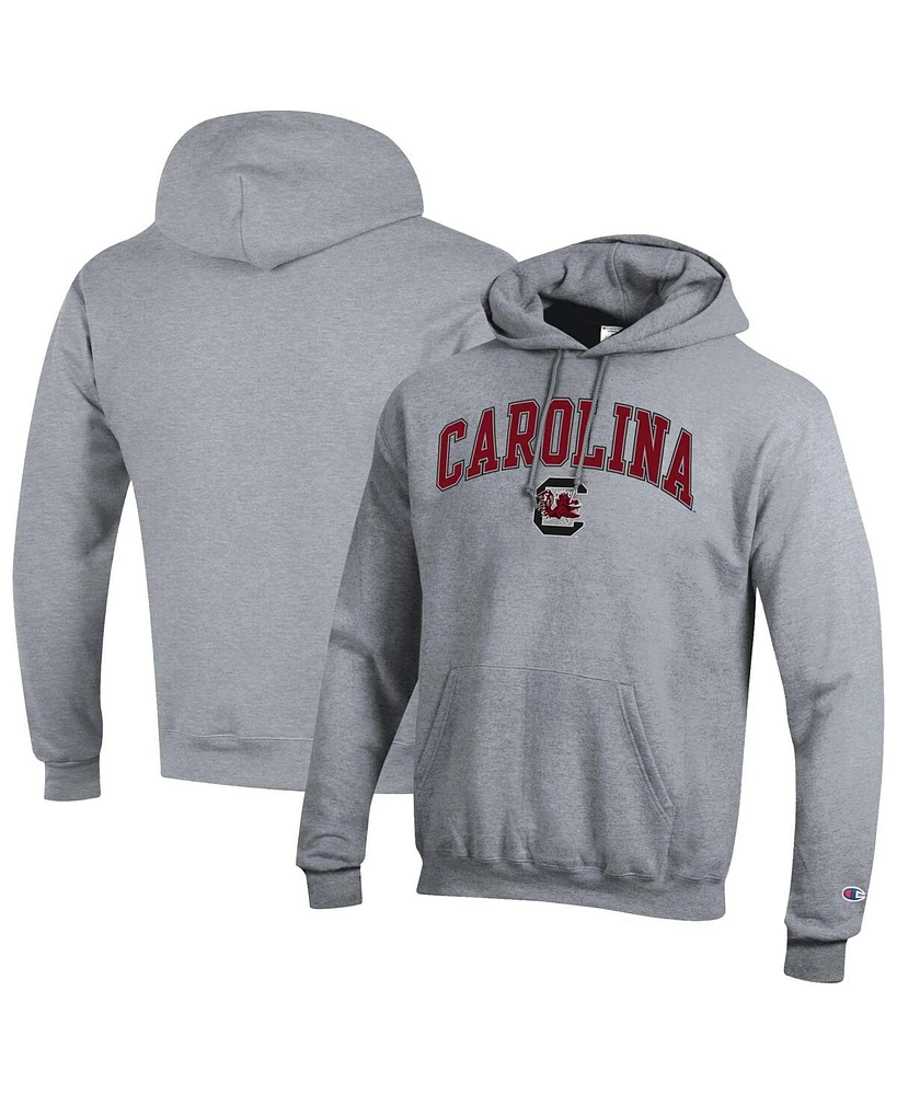 Champion Men's Heather Gray South Carolina Gamecocks Arch Over Logo Pullover Hoodie