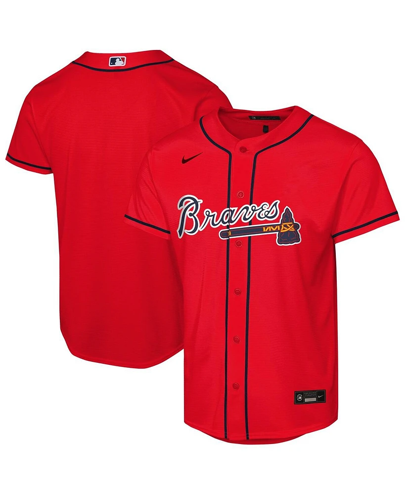 Nike Big Boys and Girls Red Atlanta Braves Alternate 2 Replica Jersey