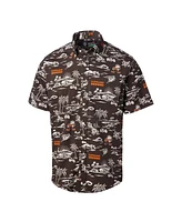 Reyn Spooner Men's Brown Cleveland Browns Throwback Kekai Print Button-Up Shirt