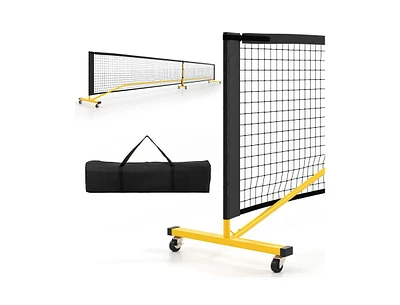 22 Ft Portable Pickleball Net with 6 Lockable Wheels and Carry Bag