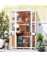 Mondawe 63"H Wood Storage Cabinet,Waterproof Greenhouse with Lockable Door
