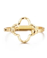 Adornia Gold Plated Hammered Clover Open Cuff Bracelet