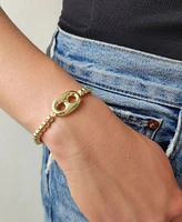 Adornia 14K Gold Plated Mariner Link Stretch Bead Bracelet
