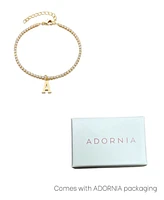 Adornia Gold Crystal Initial Charm Tennis Bracelet