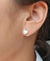 Adornia Gold Mother of Pearl Mini Halo Heart Stud Earrings