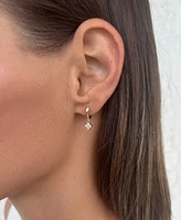 Adornia Cubic Zirconia Extra Mini Clover Dangle Huggie Earrings