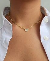 Adornia Gold Mother of Pearl Mini Heart Chain Necklace