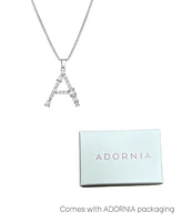 Adornia Silver Crystal Mixed Stone Initial Necklace