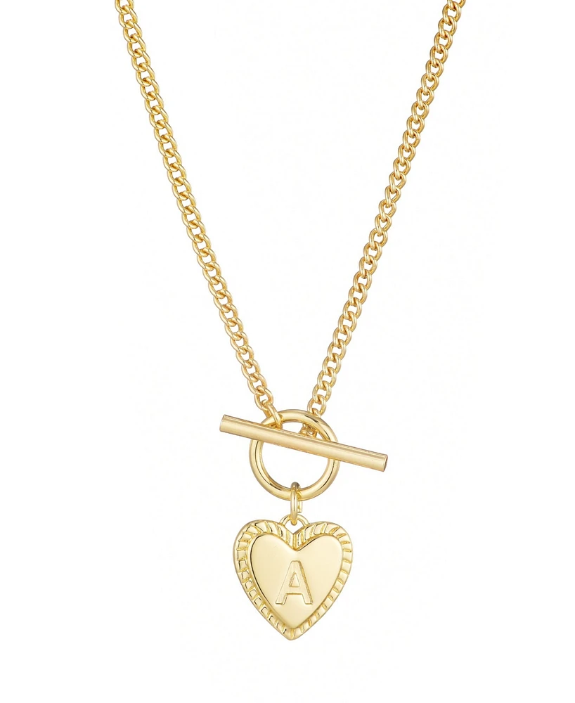 Adornia Gold Heart Initial Toggle Necklace