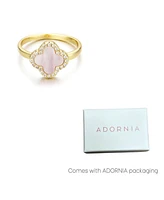 Adornia Gold Mother of Pearl Cubic Zirconia Halo Clover Ring
