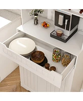 Streamdale Furniture White Buffet Cabinet with Hutch