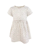 Hudson Baby Girls Cotton Dresses, Pink Taupe Florals