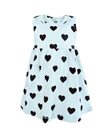 Hudson Baby Girls Cotton Dress and Cardigan Set, Mint Black Heart