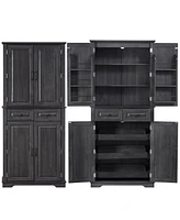 Streamdale Furniture 71" Farmhouse Pantry Cabinet with Pull Out Organizers