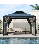 Streamdale Furniture 10'x12' Hardtop Gazebo with Netting & Curtains