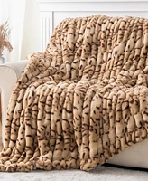 Battilo Luxurious Reversible Rabbit Faux Fur Throw, 50" x 60"