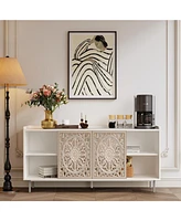 Streamdale Furniture Mid Century Modern White Buffet/Tv Stand