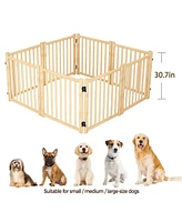 Wooden Freestanding Pet Gate - 8 Panel 31"H