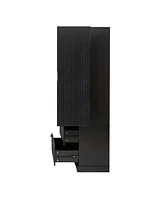 Streamdale Furniture 72" Fluted Pantry Cabinet with Drawers & Spice Rack - Black