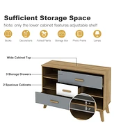 Volenca Free-standing Storage Floor Cabinet with 2 Doors and 3 Drawers
