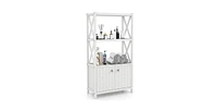 Volenca Bathroom Storage Cabinet with Open Shelves and Double Doors