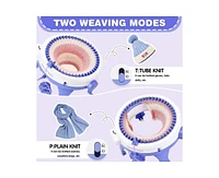Sentro 48-Needle Knitting Machine - Blue | Auto Knit Scarf, Hat, Sweater | Easy for Beginners, Includes Tools & Guide