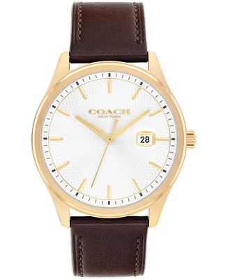 Coach Women's Oliver Brown Leather Calfskin Strap Watch, 41mm