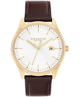 Coach Women's Oliver Brown Leather Calfskin Strap Watch, 41mm