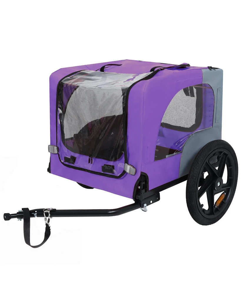 Heavy Duty Pet Bike Trailer - All-Terrain Wheels - Purple