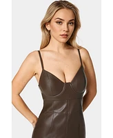 Bebe Women's Laux Leather Bustier Midi Dress