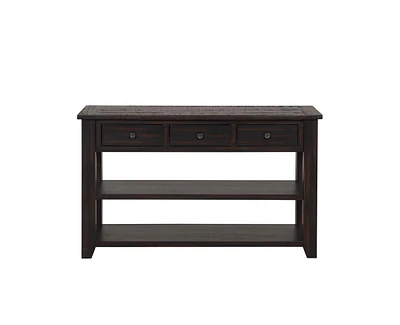 Casainc 48" Solid Pine Wood Top Console Table Cabinet with 3 Storage Drawers and 2 Shelves