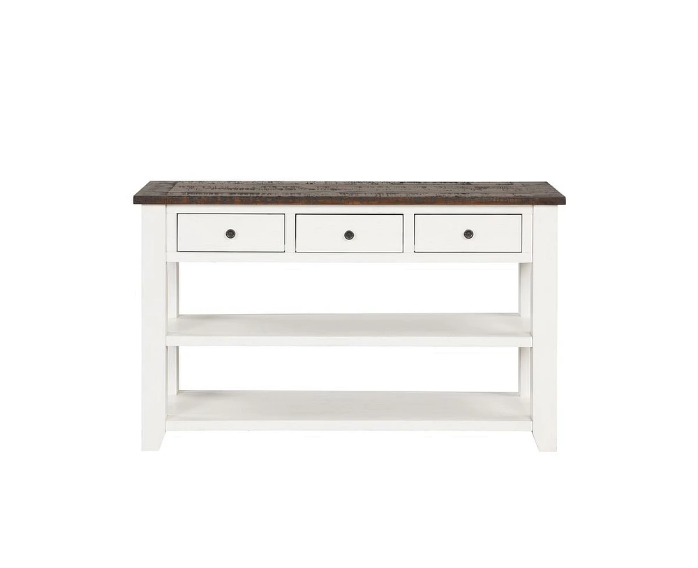 Casainc 48" Solid Pine Wood Top Console Table Cabinet with 3 Storage Drawers and 2 Shelves