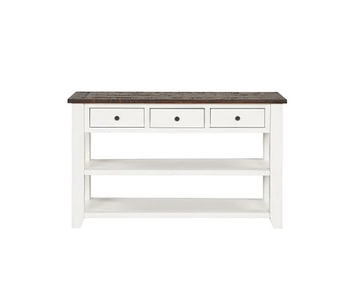Casainc 48" Solid Pine Wood Top Console Table Cabinet with 3 Storage Drawers and 2 Shelves