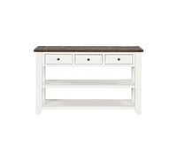 Casainc 48" Solid Pine Wood Top Console Table Cabinet with 3 Storage Drawers and 2 Shelves