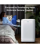 Zafro 10,000 Btu Portable Ac, Ultra Quiet 42dB, Dual Hose, App & Remote Control, Drain-Free, 24H Timer, Fan & Dehumidifier for Rooms