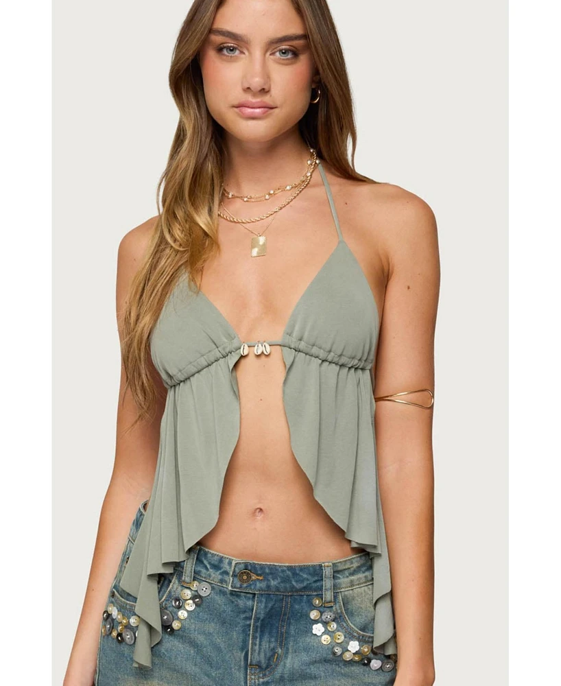 Edikted Women's Safi Backless Split Front Halter Top