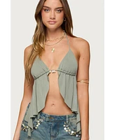 Edikted Women's Safi Backless Split Front Halter Top
