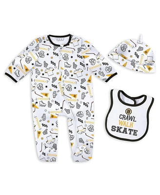 Wear by Erin Andrews Baby Boys and Girls Boston Bruins Sleep Play Sleeper with Bib Set