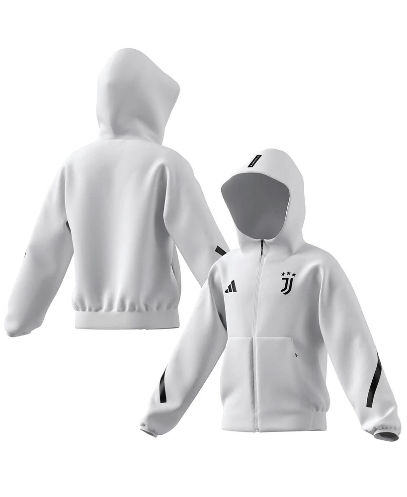 Adidas Big Boys and Girls White Juventus 2025/26 Anthem Full-Zip Jacket