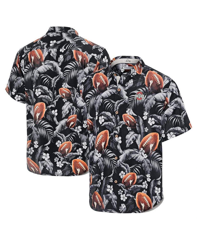 Tommy Bahama Men's Black Ohio State Buckeyes Veracruz Cay First Down Blooms Button-Up Shirt