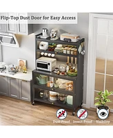 Streamdale Furniture 64" Kitchen Pantry Cabinet with Wheels & Diy Board, Gray
