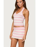 Edikted Womens Kezia Striped Knit Halter Top
